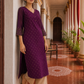 Elegant Purple Chanderi Kurta with Gold Foil Booti Print, hand embroidered Cuffs