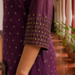 Elegant Purple Chanderi Kurta with Gold Foil Booti Print, hand embroidered Cuffs