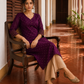 Elegant Purple Chanderi Kurta with Gold Foil Booti Print, hand embroidered Cuffs