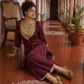 Elegant Maroon Cotton Kurta with Contrasting Beige Embroidered Yoke & Sequin Detailing
