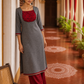 Timeless Grey Khun Kurta with Maroon Embroidered Yoke Panel & Contrast Border Sleeves