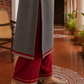 Timeless Grey Khun Kurta with Maroon Embroidered Yoke Panel & Contrast Border Sleeves