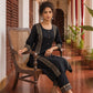 Elegant Black Cotton sil Kurta with Banarasi Panel Border embellished with gold laces