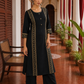 Elegant Black Cotton sil Kurta with Banarasi Panel Border embellished with gold laces
