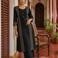 Elegant Black Cotton sil Kurta with Banarasi Panel Border embellished with gold laces
