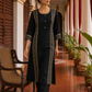 Elegant Black Cotton sil Kurta with Banarasi Panel Border embellished with gold laces