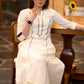 Classy Off-white hand painted cotton kurta Pant optional