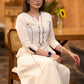 Classy Off-white hand painted cotton kurta Pant optional