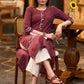 Graceful Maroon cotton kurta with hand painting Pant optional