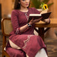 Graceful Maroon cotton kurta with hand painting Pant optional