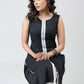 Simple Smart Black Ikat Sleeveless Kurta With Laces - Pant Optional