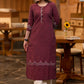 Graceful Maroon cotton kurta with hand painting Pant optional