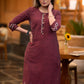 Graceful Maroon cotton kurta with hand painting Pant optional