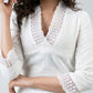 Trendy White Cotton Kurta With Delicate Laces - Pant Optional
