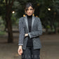 Exclusive black cotton ikat formal blazer with optional pant