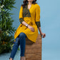 Exclusive mustard cotton tunic with contrast ajrakh combination