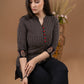Black cotton Ajrakh combination top