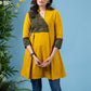 Exclusive mustard cotton tunic with contrast ajrakh combination