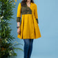 Exclusive mustard cotton tunic with contrast ajrakh combination