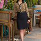Elegant beige cotton ajrakh shirt with black Velvet detailing - Skirt Optional