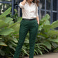 Smart Bottle Green Stretchable Narrow Fit Trouser White Cotton Shirt Optional