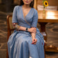 Elegant Powder blue cotton kurta with kalamkari detaling Pant optional
