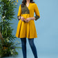 Exclusive mustard cotton tunic with contrast ajrakh combination
