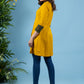 Exclusive mustard cotton tunic with contrast ajrakh combination