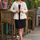 Exclusive textured cotton Light beige one-sided embroidery shirt - Skirt Optional
