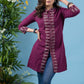 Classy wine cotton tunic with matching ikat combination