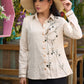 Exclusive textured cotton Light beige one-sided embroidery shirt - Skirt Optional