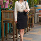 Exclusive textured cotton Light beige one-sided embroidery shirt - Skirt Optional