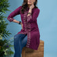 Classy wine cotton tunic with matching ikat combination