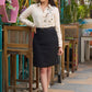 Exclusive textured cotton Light beige one-sided embroidery shirt - Skirt Optional