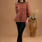 Maroon cotton Ajrakh top with kutch embroidered placket