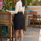 Exclusive textured cotton Light beige one-sided embroidery shirt - Skirt Optional