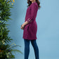 Classy wine cotton tunic with matching ikat combination