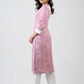 Smart Pink Printed Flowy Rayon Kurta - Pant Optional