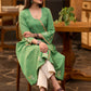 Pretty Pista green cotton asymmetrical kurta with embroidery Pant optional
