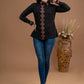 Exclusive black cotton combination shirt with borders