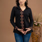 Exclusive black cotton combination shirt with borders