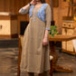 Smart beige cotton kurta with attached embroidered jacket - Pant optional