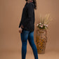 Exclusive black cotton combination shirt with borders