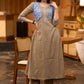 Smart beige cotton kurta with attached embroidered jacket - Pant optional