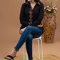 Exclusive black cotton combination shirt with borders