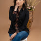 Exclusive black cotton combination shirt with borders