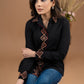 Exclusive black cotton combination shirt with borders