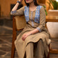 Smart beige cotton kurta with attached embroidered jacket - Pant optional