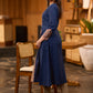 Trendy navy blue Princess cut kurta with beautiful prints - Pant optional