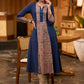 Trendy navy blue Princess cut kurta with beautiful prints - Pant optional